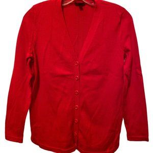 Talbots Pima Cotton Red Sleeve Button Cardigan